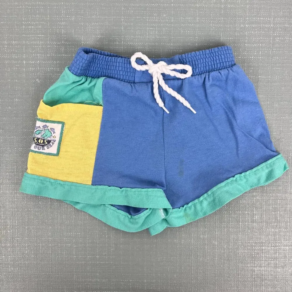 Vintage Carter's Color Block Save Our Seas T-Shirt & Shorts Set 24 Months USA